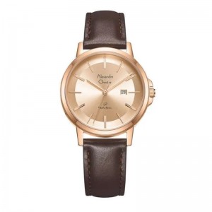 Alexandre Christie AC 1036 Rosegold Full Brown Leather Lady LDLRGLN